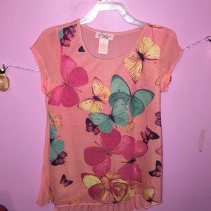 Candie’s Pink Rhinestone Butterfly Top
